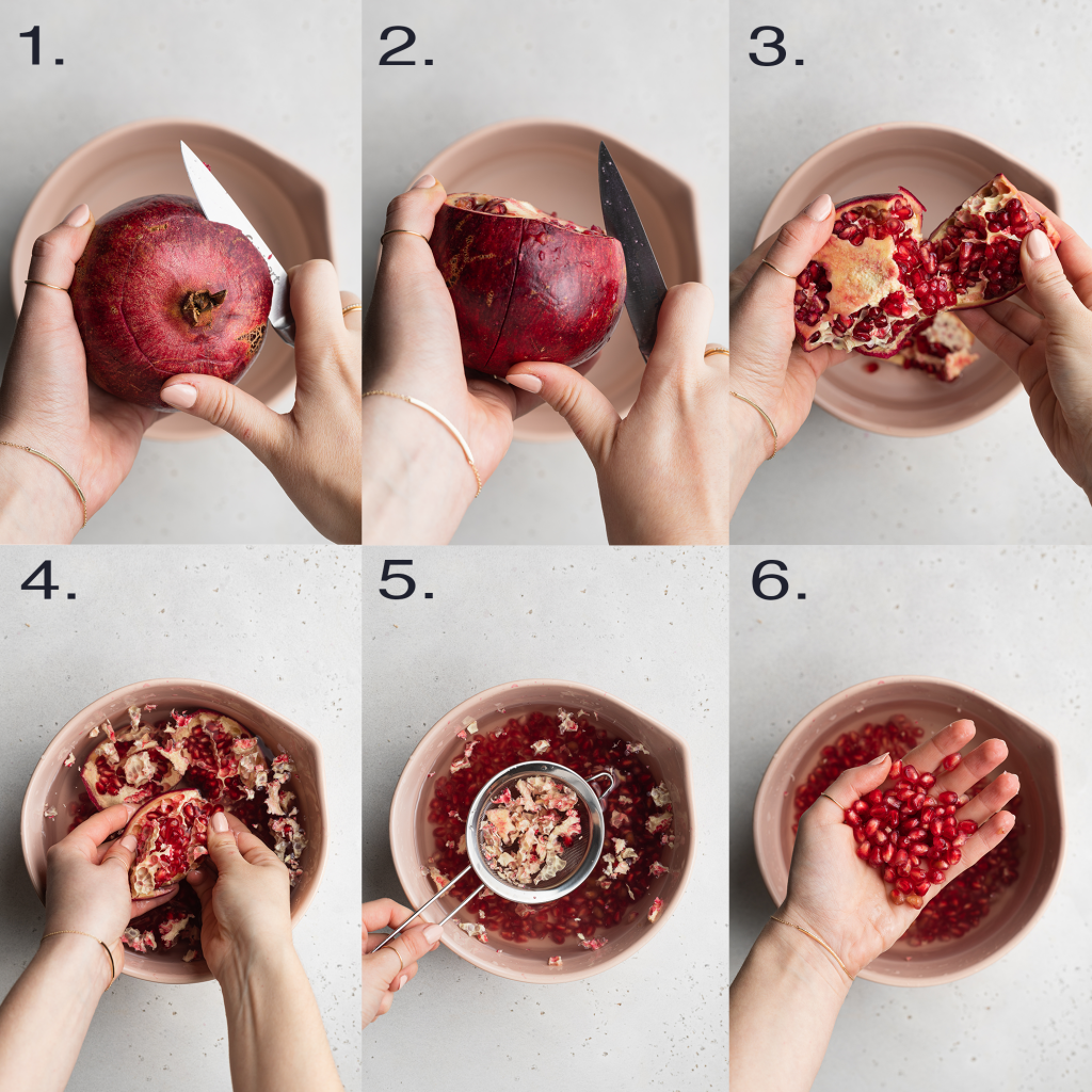 step-by-step photos of how to cut a pomegranate