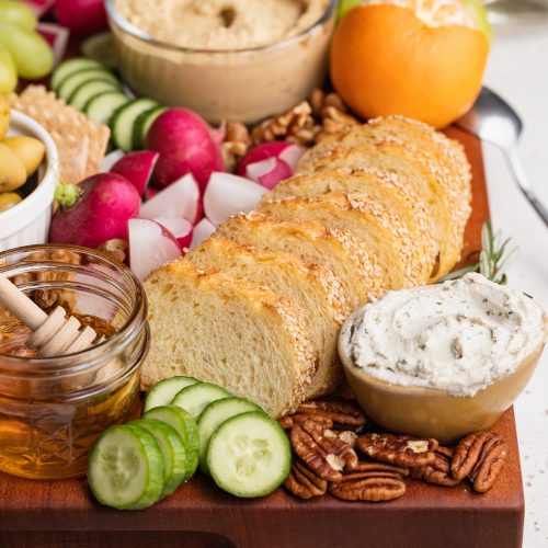 close-up image of vegan charcuterie board