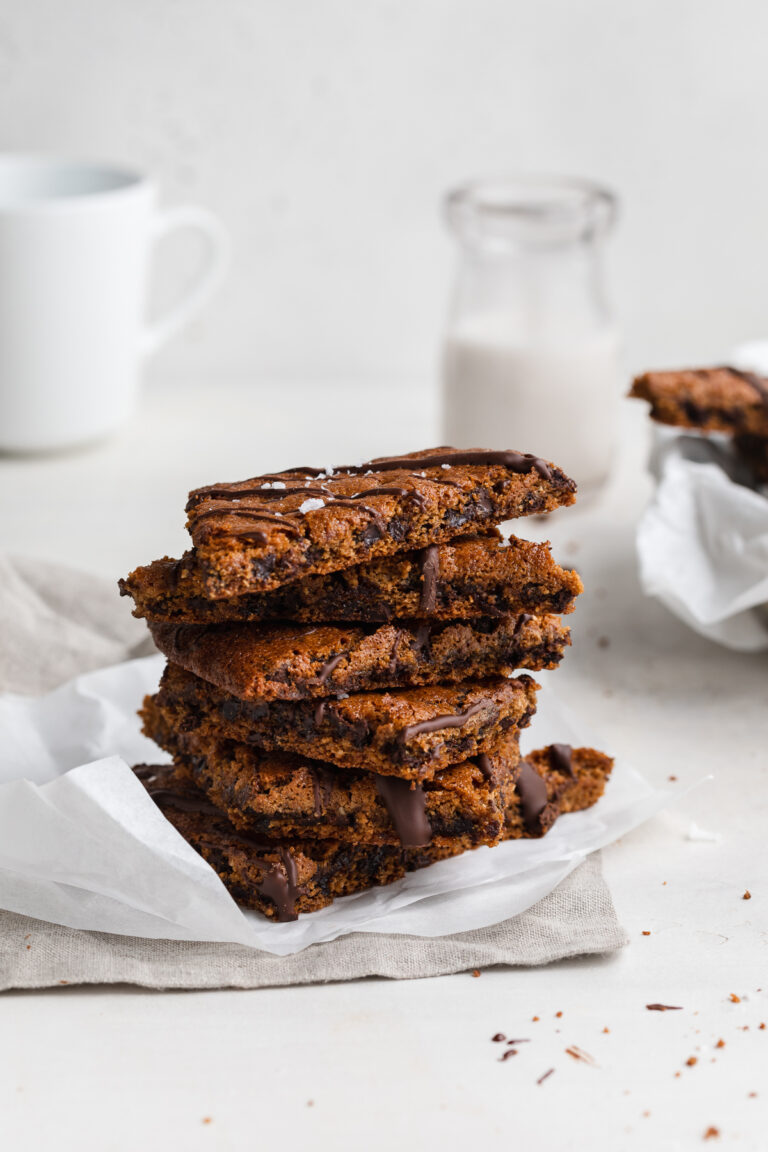 stack of gluten-free chocolate chip cookie brittle