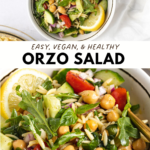 Easy, Vegan, & Healthy Orzo Salad pin