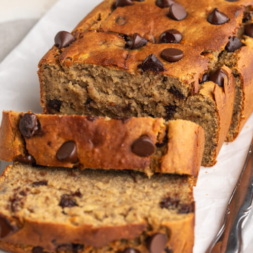 protein banana bread slices